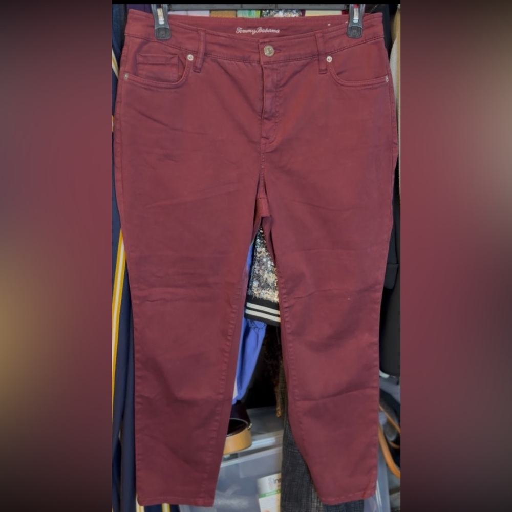 Tommy Bahama Sz 12/28 Burgundy Pants stretch - Picture 1 of 6